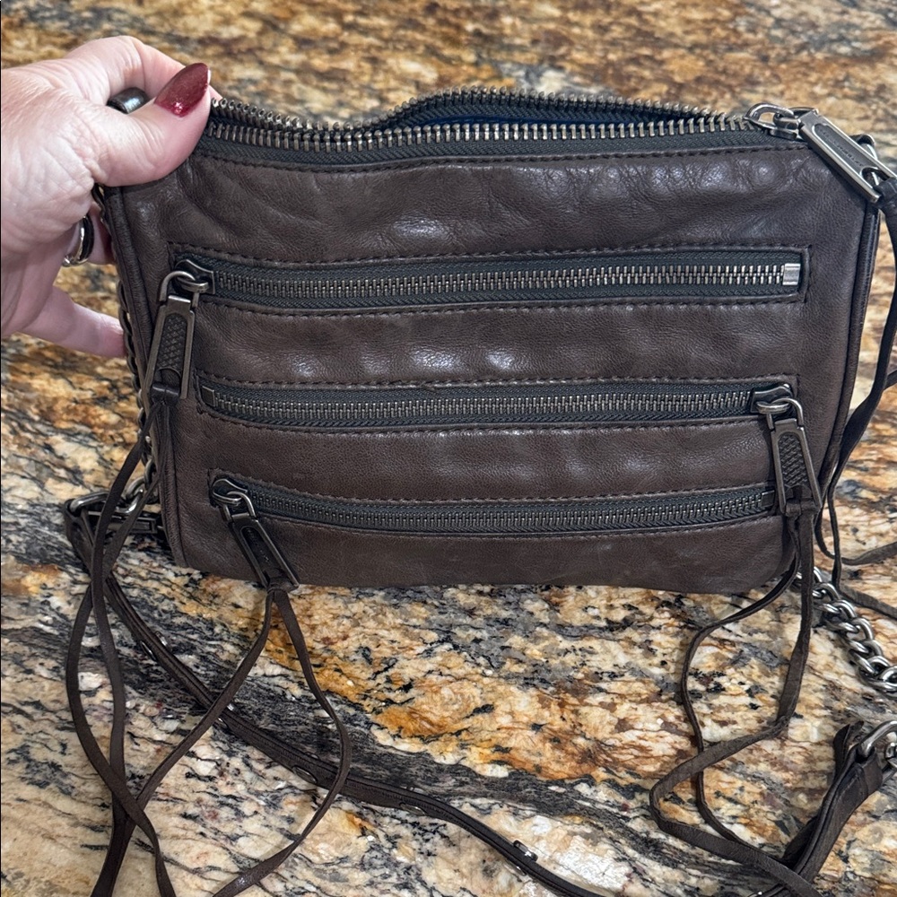 Gray Rebecca Minkoff Leather Convertible Crossbody Bag